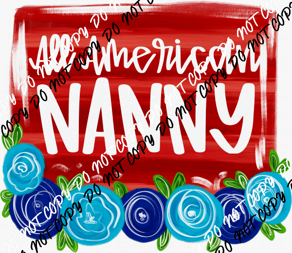 Floral All American Blue Roses DTF Transfer - Female Family Titles - We Print U Press DTF Transfers