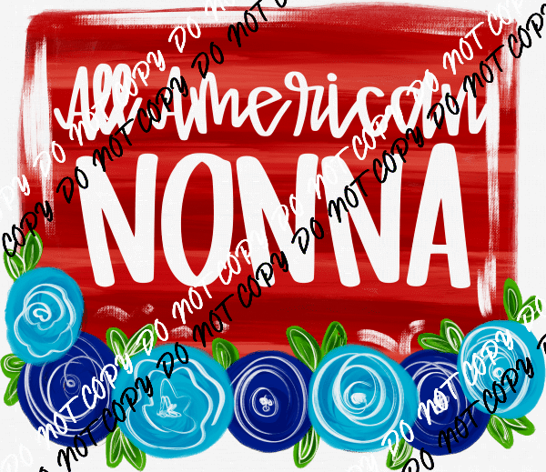 Floral All American Blue Roses DTF Transfer - Female Family Titles - We Print U Press DTF Transfers