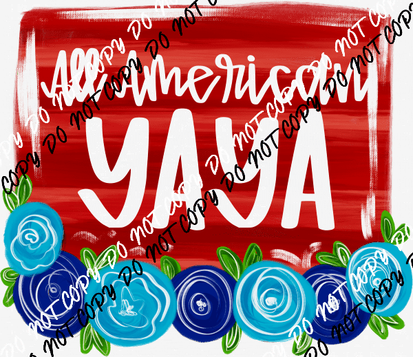 Floral All American Blue Roses DTF Transfer - Female Family Titles - We Print U Press DTF Transfers