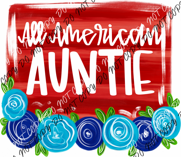 All American With Blue Roses Female Family Titles Dtf Transfer (See Title Options) Rtp Transfers