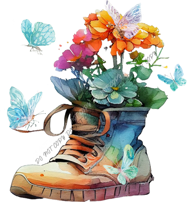 Floral Boot Butterfly DTF Transfer RTP DTF Transfers