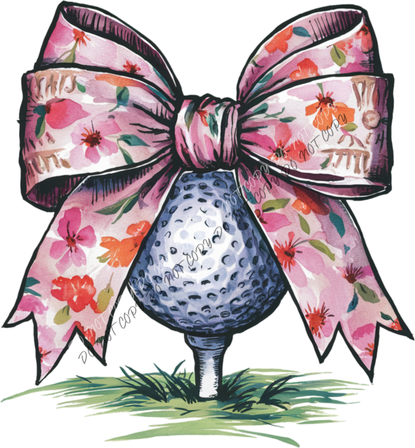 floral bow golf ball dtf transfer