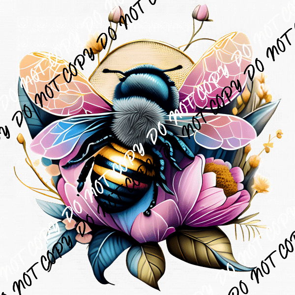Floral Bumblebee DTF Transfer - We Print U Press DTF Transfers