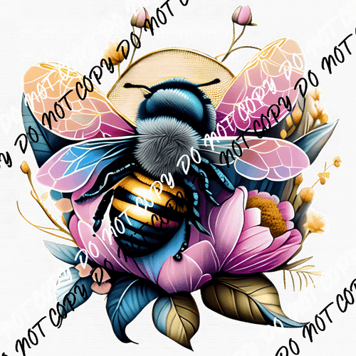 Floral Bumblebee DTF Transfer - We Print U Press DTF Transfers