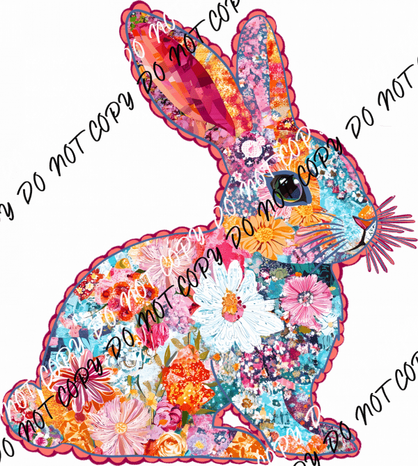 Floral Bunny DTF Transfer - We Print U Press DTF Transfers