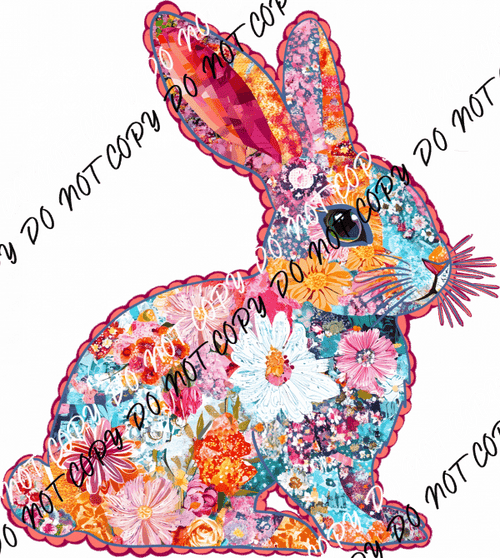 Floral Bunny DTF Transfer - We Print U Press DTF Transfers