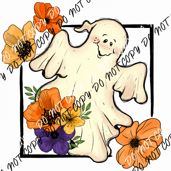 Floral Cute Ghostie DTF Transfer - We Print U Press DTF Transfers