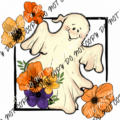 Floral Cute Ghostie DTF Transfer - We Print U Press DTF Transfers