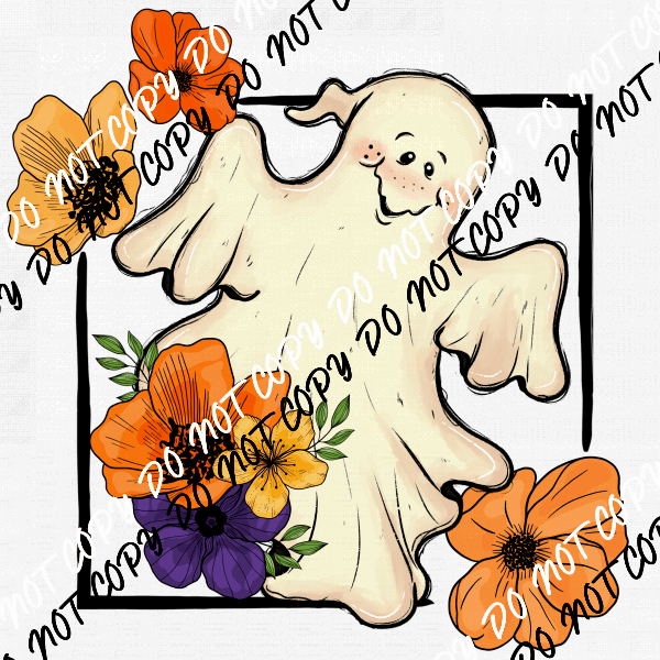 Floral Cute Ghostie DTF Transfer - We Print U Press DTF Transfers