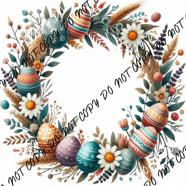 Floral Easter Egg Wreath DTF Transfer - We Print U Press DTF Transfers