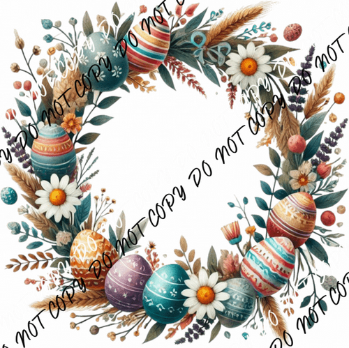 Floral Easter Egg Wreath DTF Transfer - We Print U Press DTF Transfers