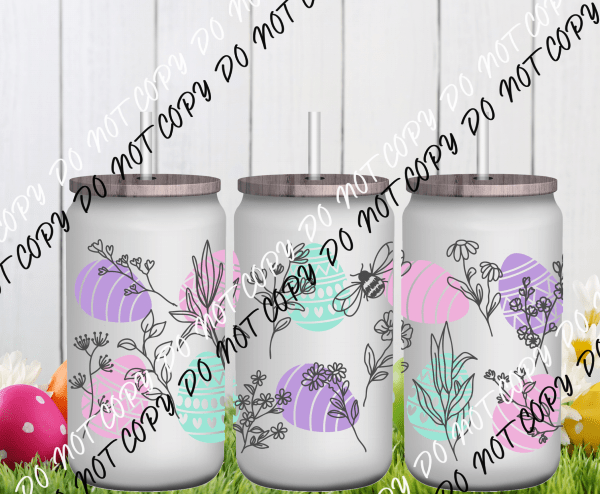 Floral Eggs UV Transfer for 16 oz Glass Can - We Print U Press DTF Transfers