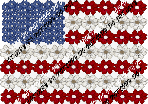 Floral Flag Faux Embroidery DTF Transfer - We Print U Press DTF Transfers