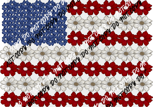 Floral Flag Faux Embroidery DTF Transfer - We Print U Press DTF Transfers