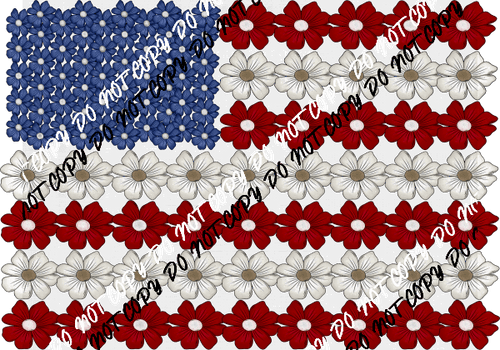 Floral Flag Faux Embroidery DTF Transfer - We Print U Press DTF Transfers
