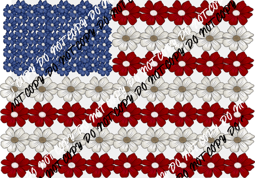 Floral Flag Faux Embroidery DTF Transfer - We Print U Press DTF Transfers