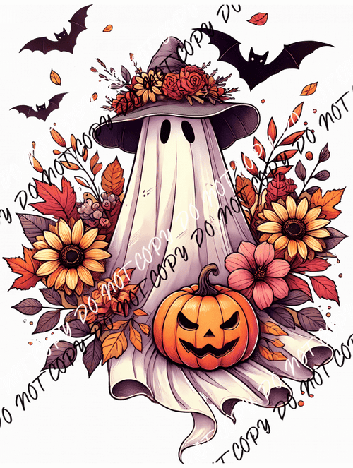 Floral Ghost Witch DTF Transfer - We Print U Press DTF Transfers