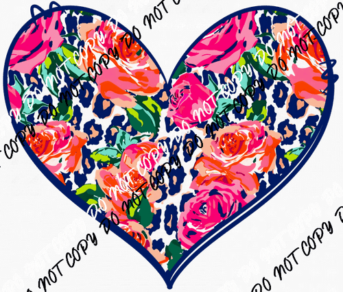 Floral Leopard Heart DTF Transfer - We Print U Press DTF Transfers