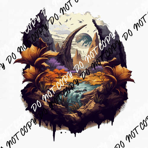 Floral Planet Landscape DTF Transfer - We Print U Press DTF Transfers