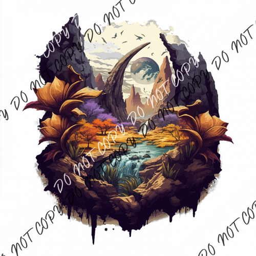 Floral Planet Landscape Dtf Transfer