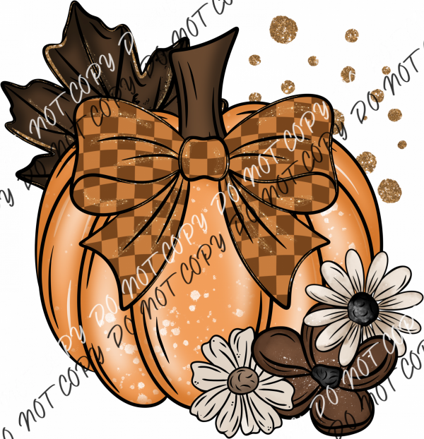 Floral Pumpkin with Bow DTF Transfer RTP DTF Transfers
