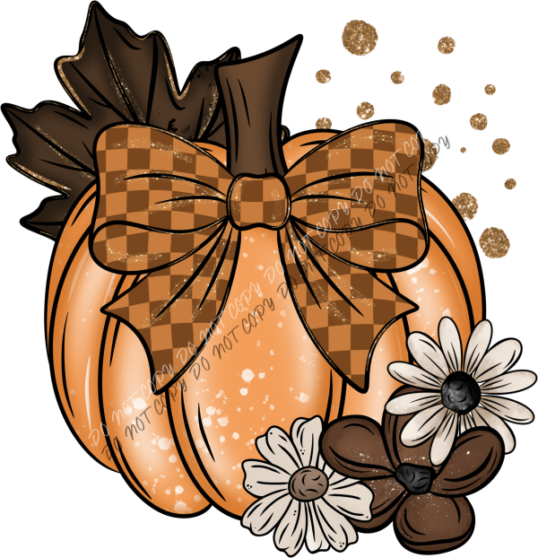 Floral Pumpkin with Bow DTF Transfer RTP DTF Transfers