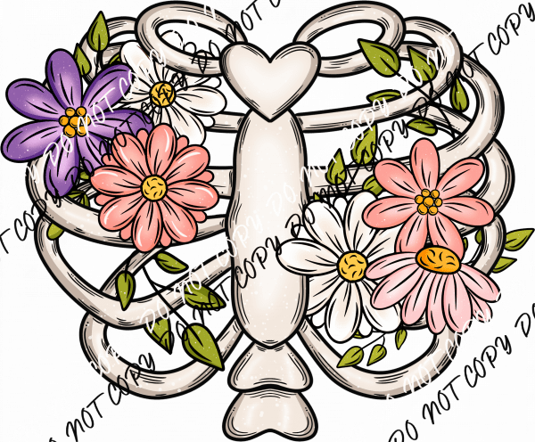 Floral Ribcage DTF Transfer - We Print U Press DTF Transfers
