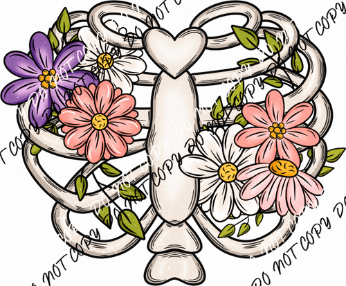 Floral Ribcage DTF Transfer - We Print U Press DTF Transfers