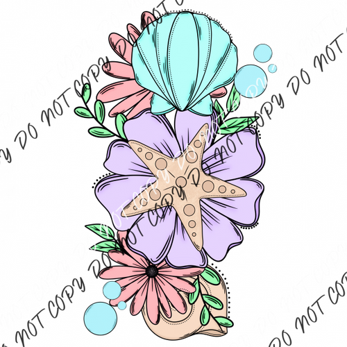 Floral Shell Color Dtf Transfer