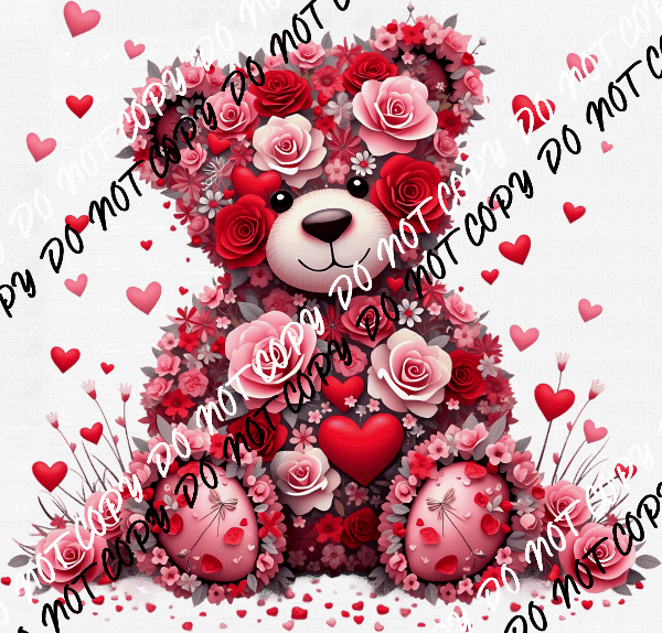 Floral Teddy Bear DTF Transfer - We Print U Press DTF Transfers