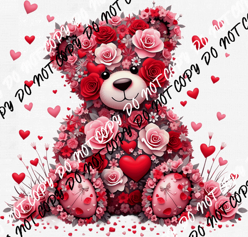Floral Teddy Bear DTF Transfer - We Print U Press DTF Transfers