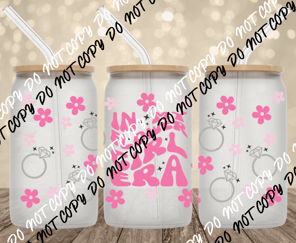 Flower Girl Era UV Transfer for 16 oz Glass Can - We Print U Press DTF Transfers