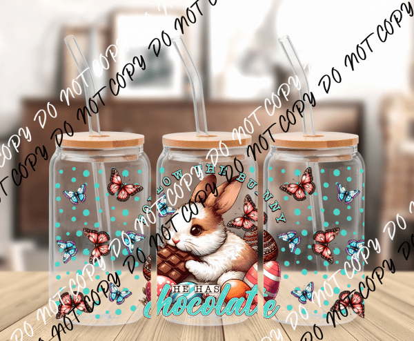 Follow the Bunny UV Transfer for 16 oz Glass Can - We Print U Press DTF Transfers