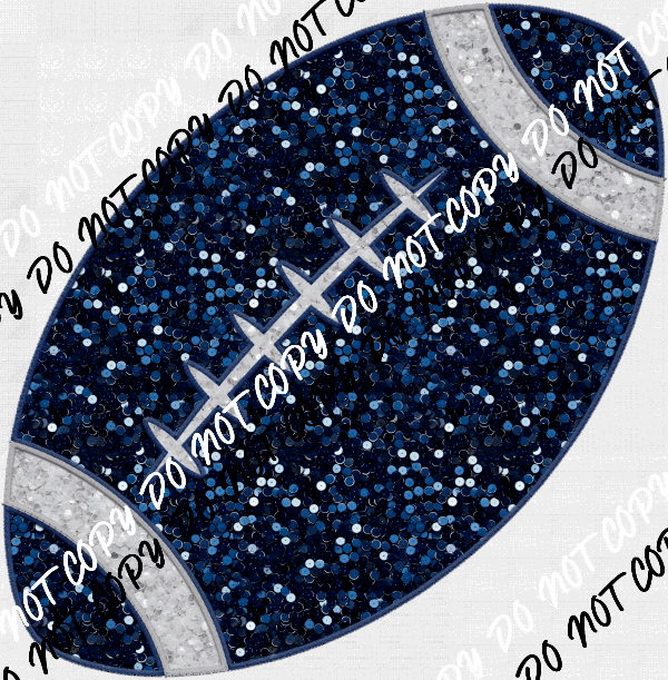 Football Blue faux sequin and embroidery DTF Transfer - We Print U Press DTF Transfers