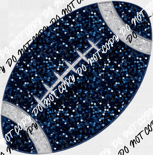Football Blue faux sequin and embroidery DTF Transfer - We Print U Press DTF Transfers