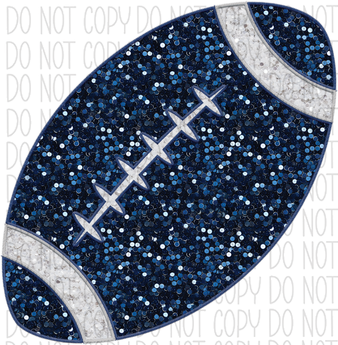 Football Blue Faux Sequin And Embroidery Dtf Transfer Rtp Transfers