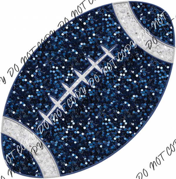 Football Blue Faux Sequin And Embroidery Dtf Transfer Rtp Transfers