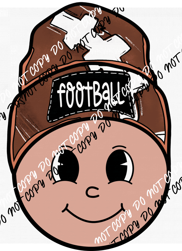 Football Happy Face with Beanie DTF Transfer - We Print U Press DTF Transfers