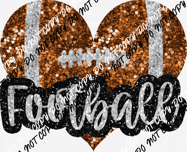 Football Heart with word faux sequin DTF Transfer - We Print U Press DTF Transfers