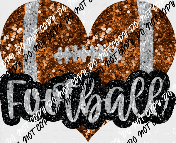 Football Heart with word faux sequin DTF Transfer - We Print U Press DTF Transfers