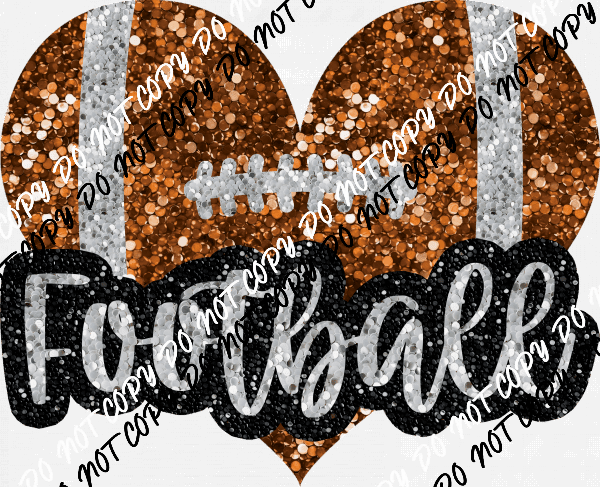 Football Heart with word faux sequin DTF Transfer - We Print U Press DTF Transfers