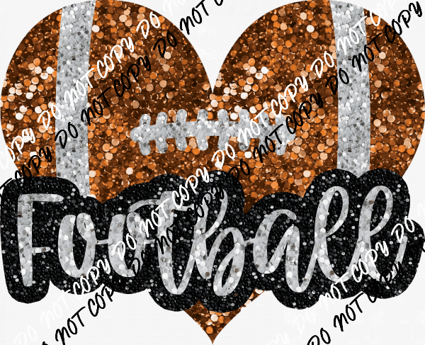 Football Heart with word faux sequin DTF Transfer - We Print U Press DTF Transfers