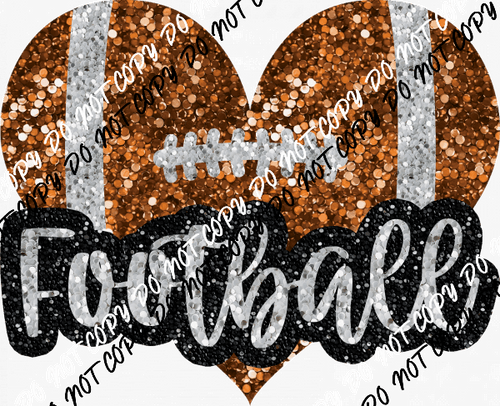 Football Heart with word faux sequin DTF Transfer - We Print U Press DTF Transfers