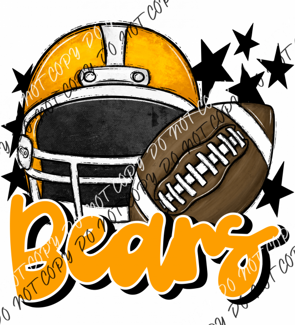 Bears Football Helmet Dtf Transfer (See Color Options) Pocket Size 3 / Yellow Gold Transfers