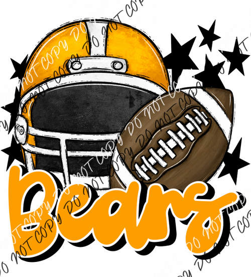 Bears Football Helmet Dtf Transfer (See Color Options) Pocket Size 3 / Yellow Gold Transfers