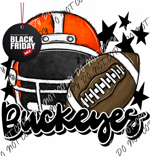 Football Helmet Buckeyes Dtf Transfer (See Color Options) Pocket Size 3 / Orange Black Lettering