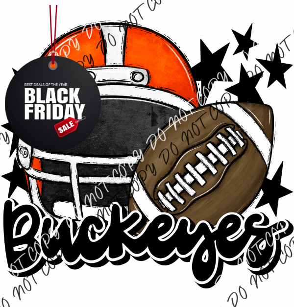 Football Helmet Buckeyes Dtf Transfer (See Color Options) Pocket Size 3 / Orange Black Lettering