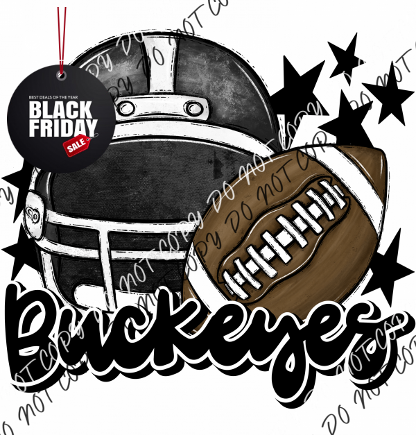 Football Helmet Buckeyes Dtf Transfer (See Color Options) Pocket Size 3 / Black Lettering Transfers