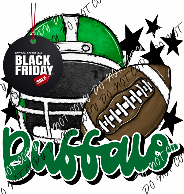 Football Helmet Buffalo Dtf Transfer (See Color Options) Pocket Size 3 / Green Lettering Transfers