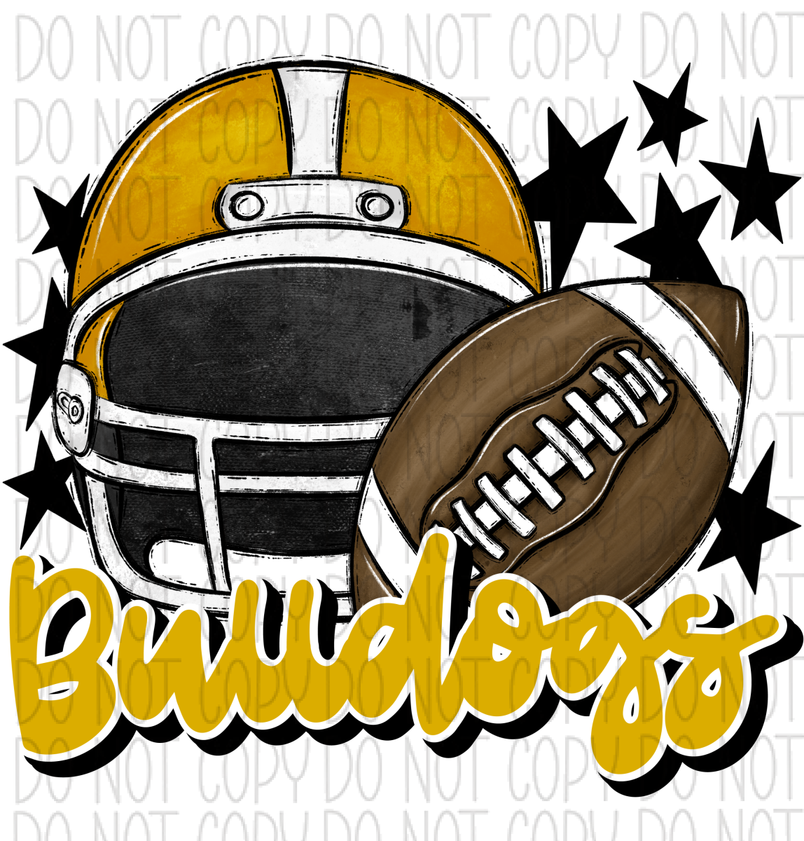 Football Helmet Bulldogs Dtf Transfer (See Color Options) Pocket Size 3 / Gold And Lettering
